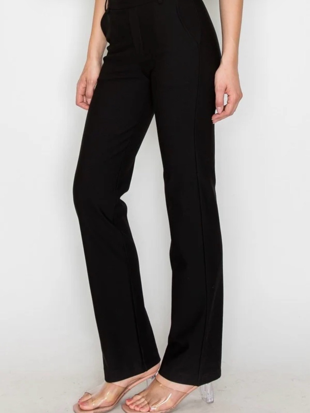 Yelete Black Dress Pull-up Pants - Flare Bootcut Hem Leg. Large